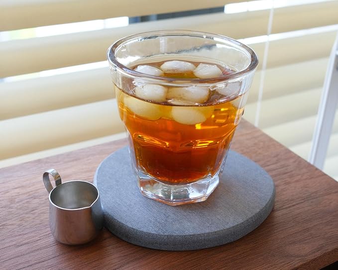 Diatomaceous Earth Coasters, 4pc Set – 3.9"x3.9", Quick-Dry, Absorbent, Heat-Resistant, Modern Stone Design, Dark Gray, Irregular Shape