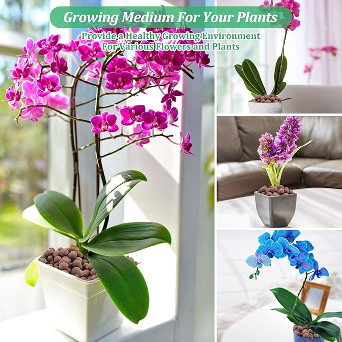 Riare 6 LBS Organic Expanded Clay Pebbles - 4mm-16mm Natural Leca Balls Lightweight Hydroponic Clay Pebbles Aggregate for Indoor Plants, Hydroponic Growing, Plants Drainage, Aquaponics