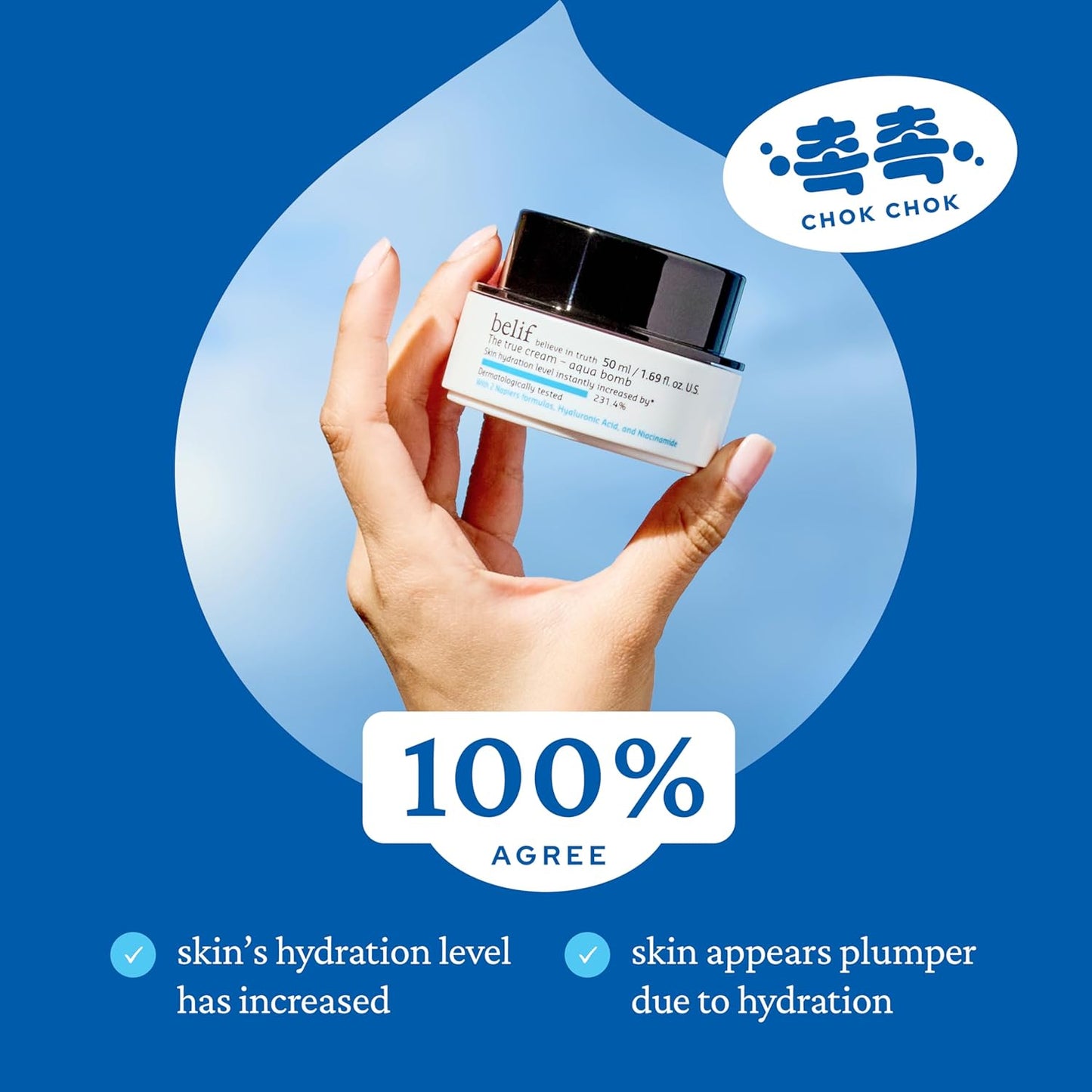 belif Aqua Bomb – Daily Niacinamide Hydrating Moisturizer, Lightweight Plumping Facial Cream with Hyaluronic Acid & Squalane, Cooling Effect, Anti-Aging Korean Skincare, 0.84 fl oz (25ml)