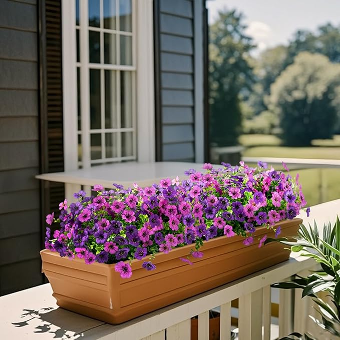 Artificial Flowers Faux Plants Outdoor Fake Flowers Spring Decor,12 Bundles Realistic Plastic Plant Colorful Daisy UV Resistant for Porch Patio Home Yard Garden Window Box Pot Planters