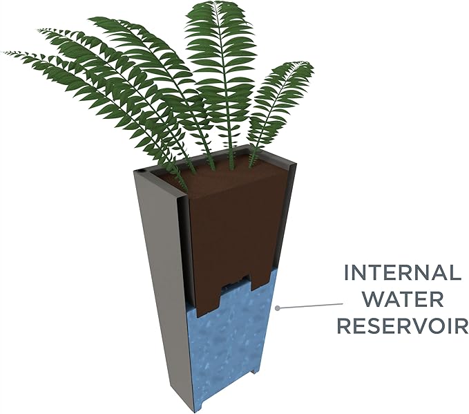 Step2 Tremont Tall Square Tapered Planter, Large Planters for Outdoor Plants, Gardening and Flower Pot for Patio or Porch, Efficient Drainage, Durable Plastic, Onyx Black, 2-Pack