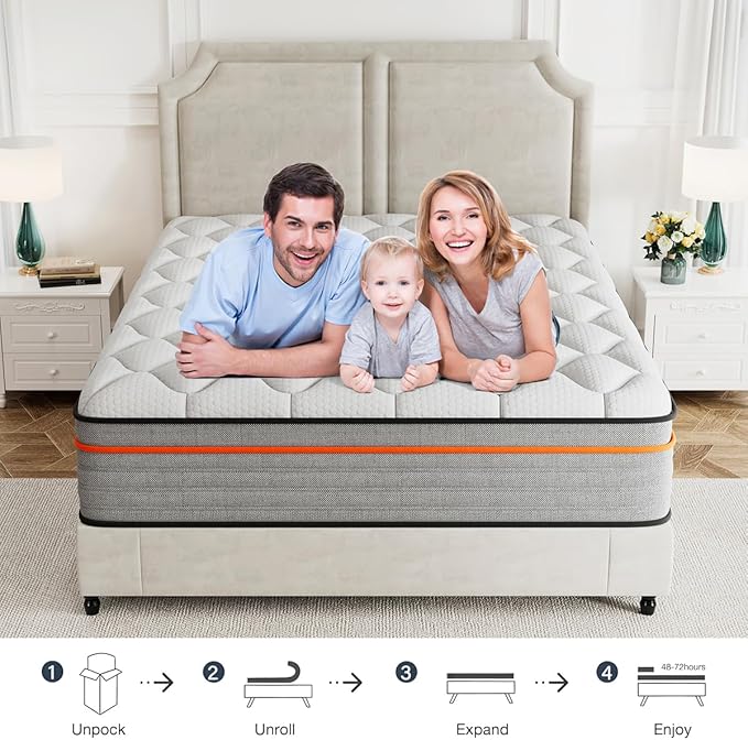 12 Inch Full Size Mattress, Gel-Infused Memory Foam Mattress - CertiPUR-US Certified, Cooling Support, Pressure Relief, Motion Isolation, Fiberglass-Free