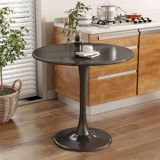 24 inch Black Round Table Modern Dining Table Tulip Round Kitchen Table Mid Century Coffee Table for Living Room