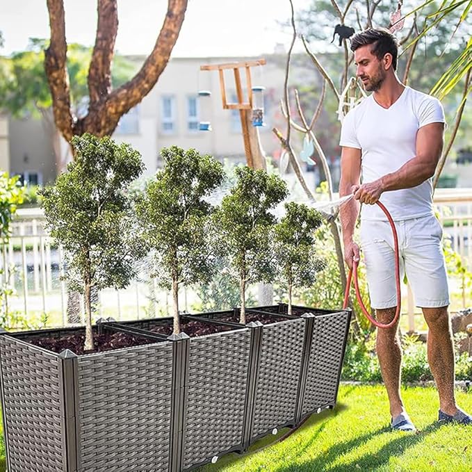 Large Planters for Outdoor Plants Raised Garden Bed Elevated Rectangular Garden Box Kits for Gardening, Vegetables, Flowers and Herbs in Backyard Patio Balcony