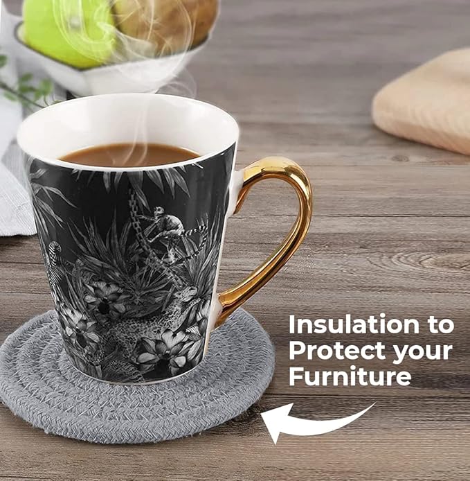 Cute Coaster Set of 6 Pcs, Super Absorbent Drink Coaster for Desk and Worktop Protection (Mix Grey, 4.3 Inches)