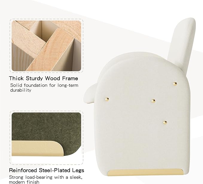 YOUTASTE Oversized Mohair Accent Chair for Living Room & Bedroom, Mid-Century Modern Armchair with Wood Frame & Gold Legs, Comfy Upholstered Single Sofa, Beige