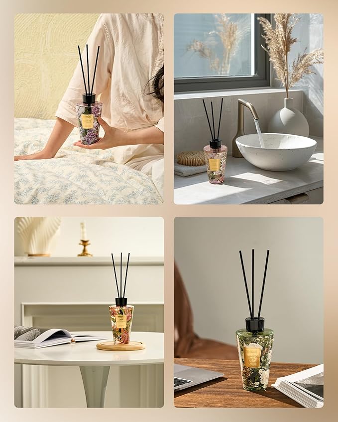 M&SENSE Neroli Noir Reed Diffuser Set - 8.79fl oz Home Freshner Fragrance Non-Toxic Essential Oil Diffuser with Natural Sticks, Air Freshner Gifts for Bedroom Bathroom
