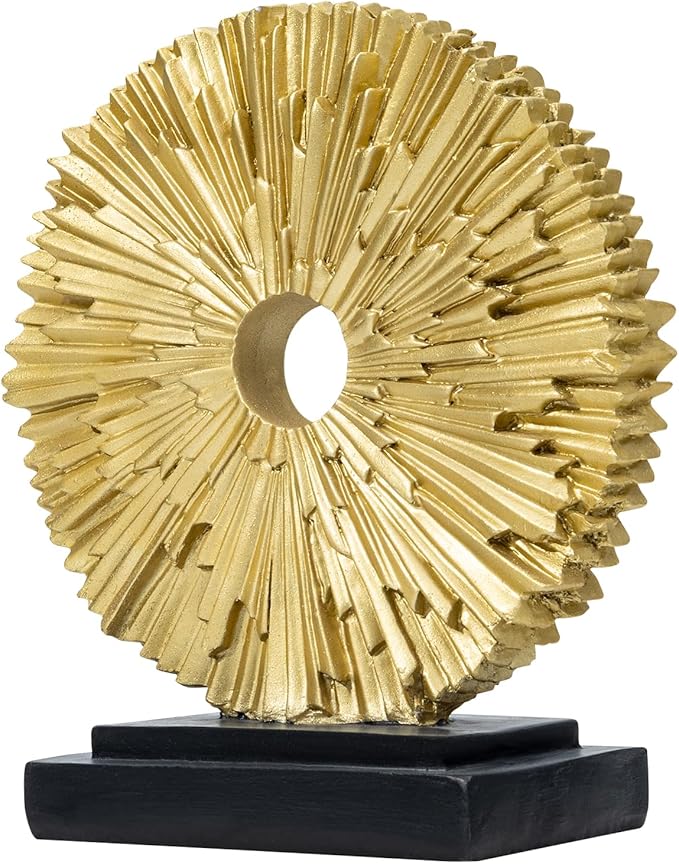 Abstract Statue for Home Decor,Office Desk Sculpture for Men,Creative Round Line Ornament for Bookshelf,Modern Decorative Sculpture,Bedroom,Livngroom,Table(Gold)