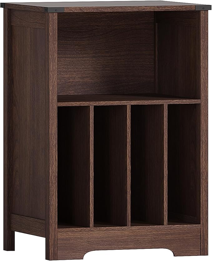 ChooChoo Record Player Stand, Vinyl Record Storage Cabinet, Turntable Stand Holds up to 160 Albums, Record Player Table Display Shelf for Living Room, Bedroom, Office, Walnut