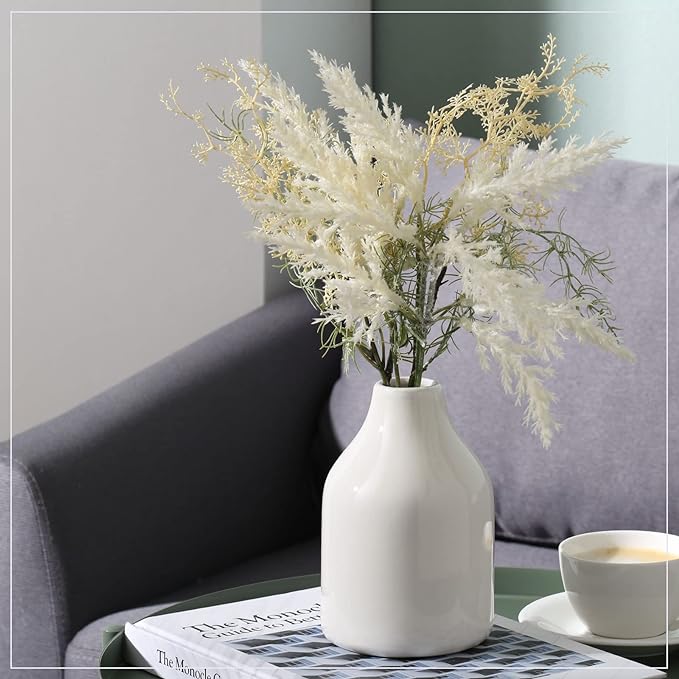 hjn Small White Vase Set of 3 for Modern Home Decor,Ceramic Vases for Centerpieces Flower Vases for Living Room Wedding/Dinner Table/Party -White