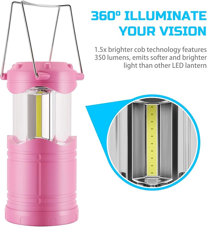 Lichamp LED Camping Lantern, 4 Pack Battery Powered Flashlight for Power Outages, Portable Collapsible Hanging Light Essential for Home, Outdoor, Emergency Lamp Survival Kit Gear for Hurricane, C1