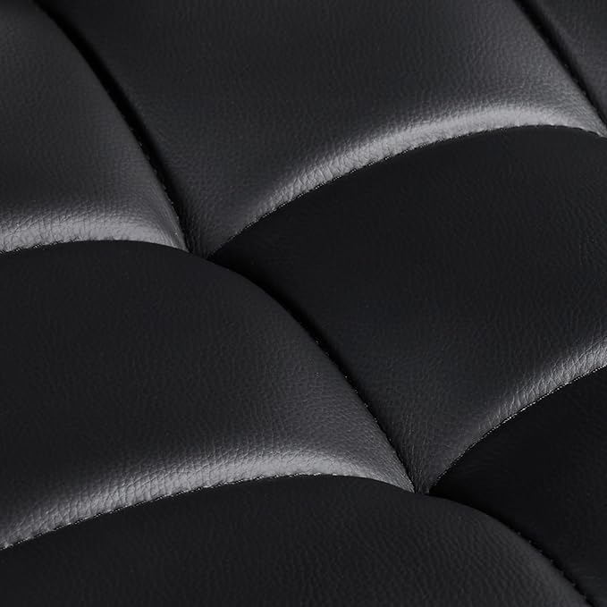 Yaheetech Bar Stools Set of 2, PU Leather Adjustable Swivel Barstools, Hydraulic Kitchen Counter Height Bar Chairs with Armrest and Back for Kitchen, Dining Room, Black