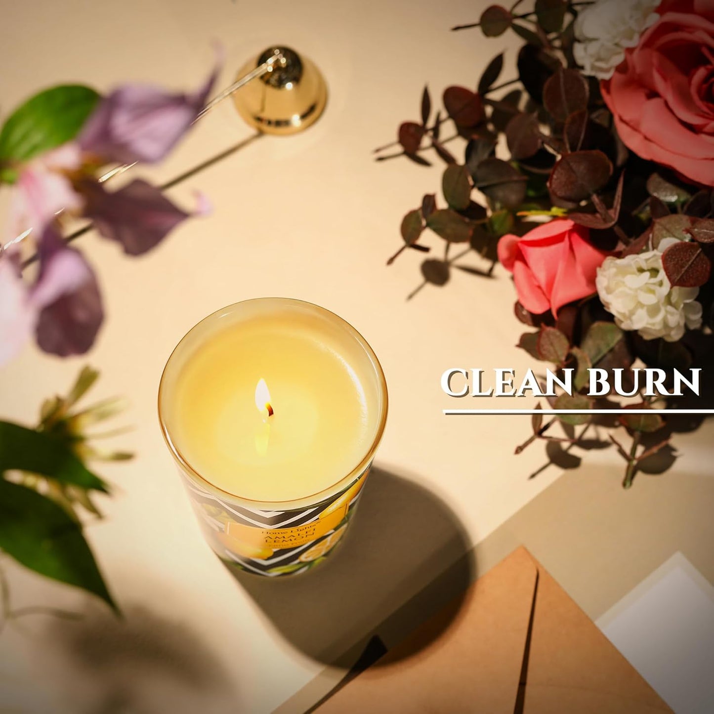 HomeLights Large jar Candle | 1-Wick Long-Lasting Scented Candles, 6.7oz Natural Soy Wax Candle for Home Scented, Eclectic Mixed Styles Gifts for Women & Men, Amalfi Lemon