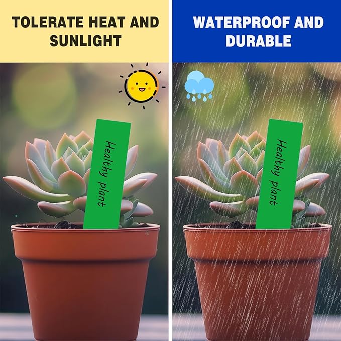 Plant Labels 200 Pcs Yuanling for Seeding Plastic Waterproof Plant Name Tags Garden Labels Marker Garden Pots Stakes for Outdoor Potted Plants Belt Permanent Marking Pen (Green)