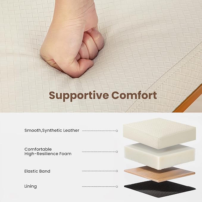 PHI VILLA White and Gold Bar Stools Set of 4-24 Inch Backless Bar Stools Metal Steel Frame Base with Footrest, Counter Height Bar stools