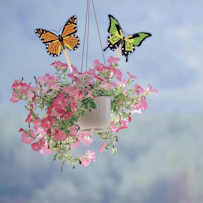 Yanfairy 8 Pcs Butterfly Diamond Painting Kits, Diamond Art Kits for Garden Decor, Butterfly Stakes Gem Art Kits Art and Crafts for Adults, Diamond Dots Painting with Diamond Home Decor