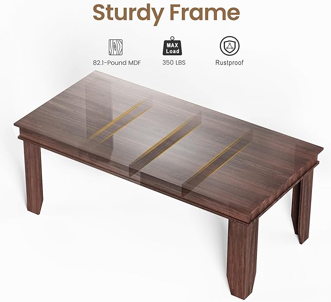 Farmhouse Dining Table for 6-8 People, 71" Long Brown Kitchen Tables with Wooden Sturdy Frame, 6 Ft Large Rectangular Dinner Table for Living Room, Kitchen, Dining Room (Brown Red, 71" Non-extendable)