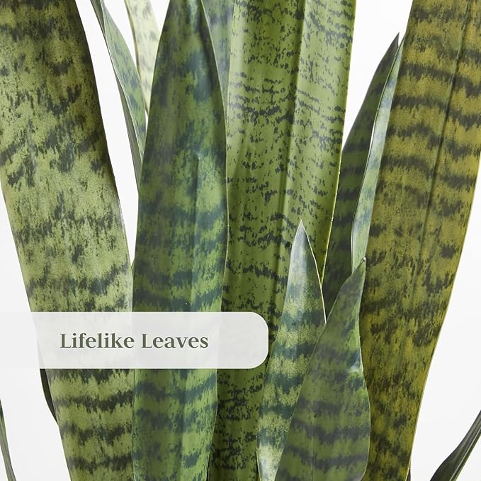 Faux Snake Plant, Premium Artificial Indoor Plant Stands 40” Tall and Enhances Interior Design, Lifelike-Leaves Create Realistic Natural Appearance, Grey Planter Pot Included