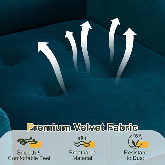 NicBex Modern Accent Chair for Living Room Upholstered Foam Filled Living Room Chairs with Metal Legs Velvet Cozy Lounge Armchair for Living Room Bedroom,Teal