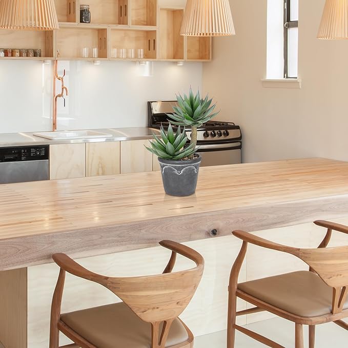 Hollyone Large Artificial Succulent Plants Fake Agave Succulents Potted 13" Faux Plant in Vintage Cement Pot Succulent Aloe Plant Indoor for Desk Home Office Living Room Table Shelf Decor