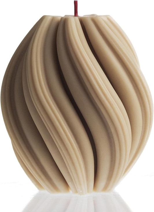 LAWA Swirl Candle - Beautiful Handmade Pillar Scented Soy Wax Twirl Elegant Bubble Aesthetic Candle Housewarming Gift Home Room Shelf Decor Idea Spiral Sandstone (Small)
