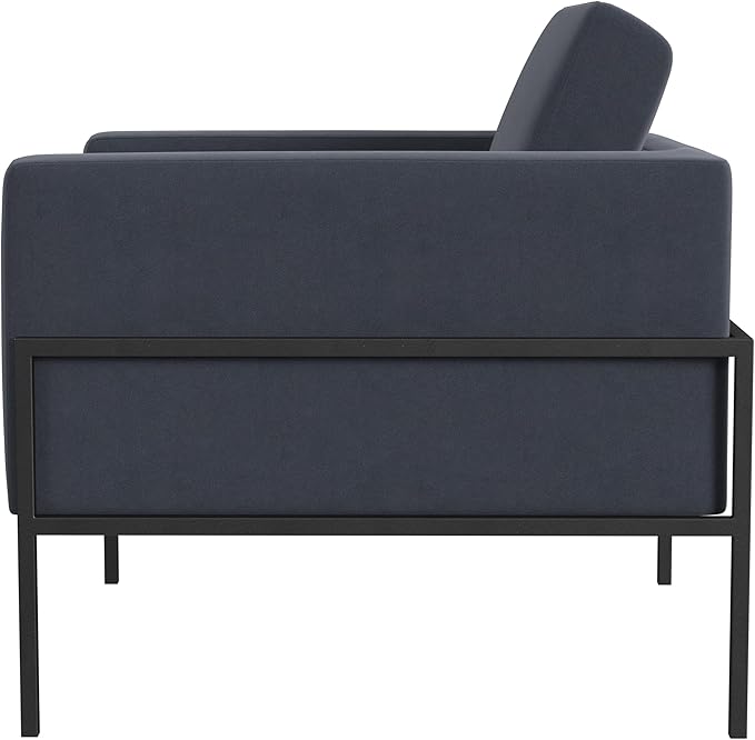 HomePop Modern Metal Frame Accent Chair Home Décor|Accent Chairs for Living Room & Bedroom - Steel Blue Velvet