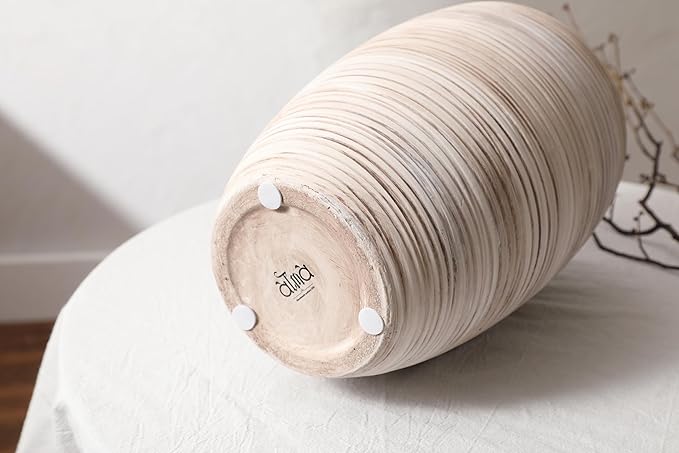 ALMA Wide Mouth Large Ceramic Vase, 12'' Tall White Rustic Pampas Grass Vase for Table Centerpieces, Boho Decorative Vase for Living Room, Farmhouse, Entryway, Mantel, Bookshelf, Home Decor