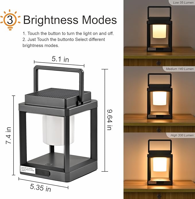 LETRY Solar Outdoor Table Lamp: Outdoor Lanterns for Patio Waterproof,Portable Rechargeable Solar Lamp