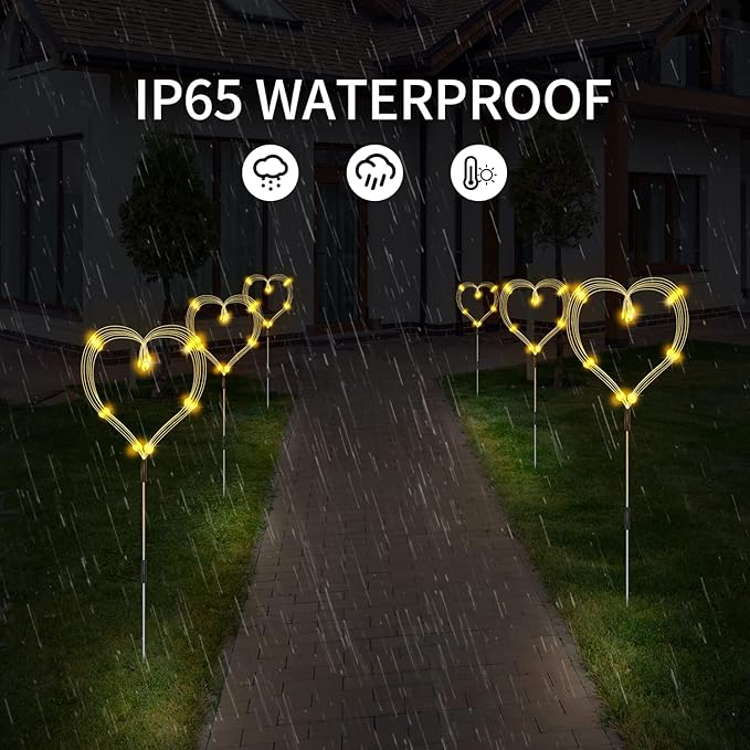 5 Pack Solar Garden Lights, Firework Outdoor Waterproof 120 LED 8 Modes with Remote Control, Decorative Solar Lights for Outside Yard (Warm White)