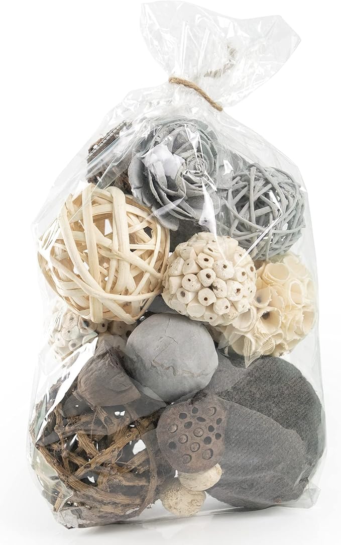 Natural Tones Vase & Bowl Fillers | Floral & Decorative Balls Home Decor (Grey Rose)