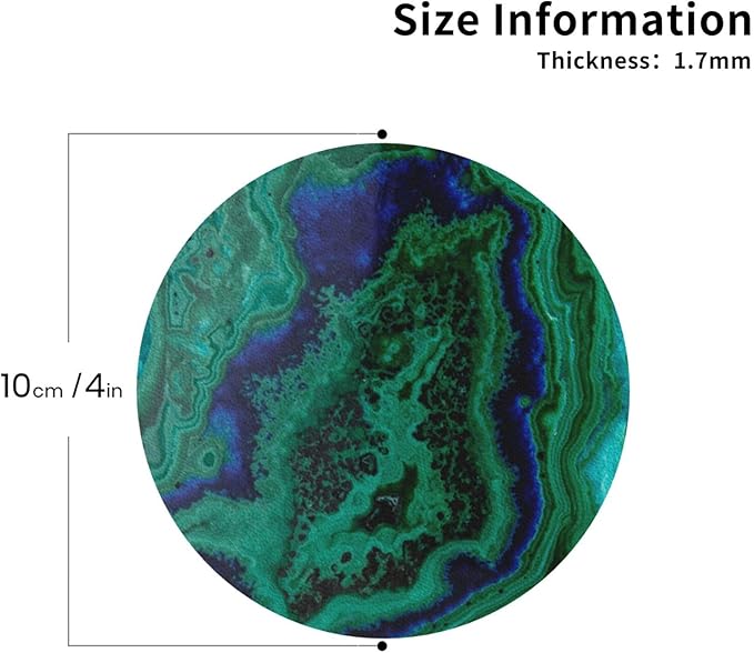 Agate Marble Green Coasters Set of 6 Coasters for Drinks Absorbent Double-Sided Leather PVC Coaster for Tabletop Protection Coffee Table Decor Ideal for Home Decor House Warming Gifts