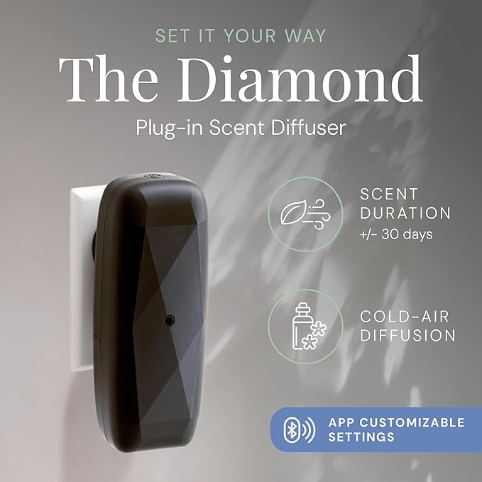 Air Esscentials The Diamond Gift Set, Smart Scent Air Machine for Home with Refreshing Herbal & Citrus Aromas, Waterless Fragrance Oil Diffuser, White Tea & Thyme, Green Tea Lemongrass, Black