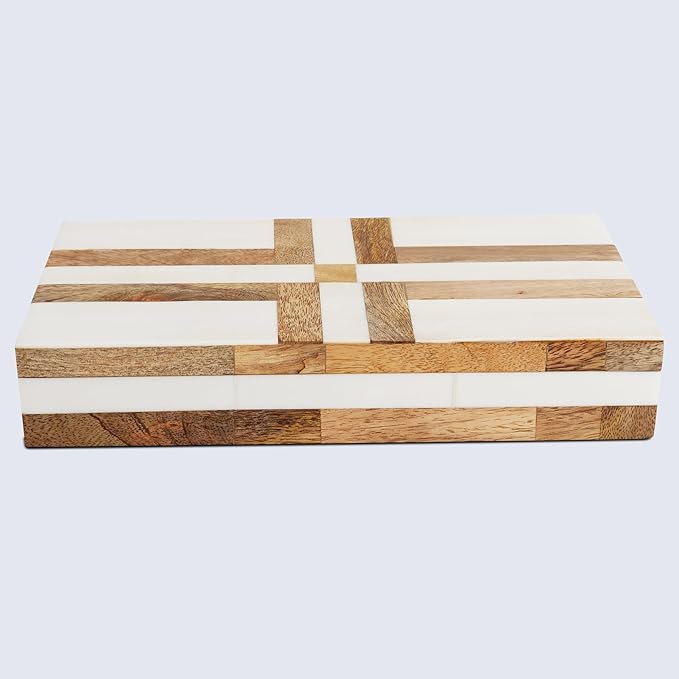 Handicrafts Home Handmade Decorative Storage Box with Lid-Jewelry Organizer, Keepsake Holder, Gift Box or Decor Accent Patisserie Delight Made with Resin Inlay & Wood cajas organizadoras-12X6X2 inch