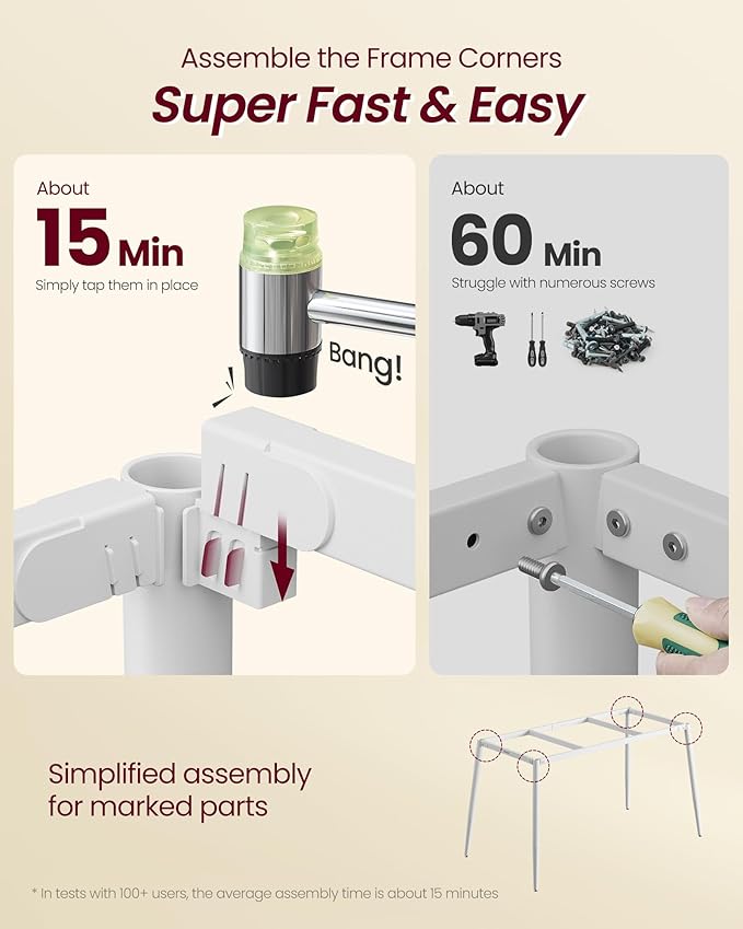 VASAGLE Dining Table, Dining Room Table for 4-6 People, Modern Farmhouse, for Kitchen, Quick Assembly, Heat-Resistant Surface, 29.5 x 55.1 x 29.5 Inches, Golden Oak and Cloud White UKDT100N01V2