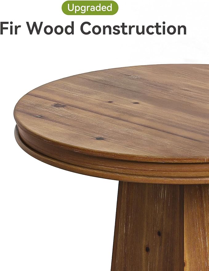 LITTLE TREE Solid Wood Round Dining Table, 31.5" Small Kitchen Table for 2, Modern Farmhouse Dinner Table for Dining Room, Kitchen, Living Room, Artistic Geometric Base (Rustic Brown)