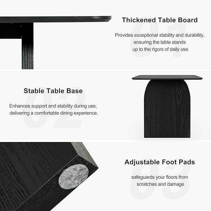 Casaphoria 67" Large Dining Table for 6, Wood Rectangular Living Room Table, Modern Farmhouse Kitchen Table with Scratch-Resistant Top & Wood Pedestal, Easy Assembly and Clean, Black