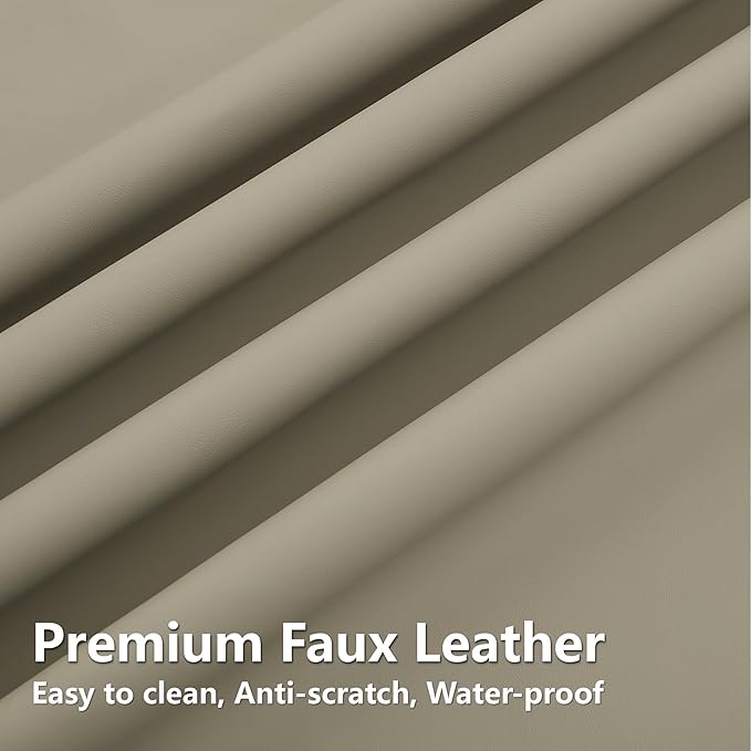 24'' Faux Leather Bar Stools Set of 3, Counter Height Bar Stools with Backs, Upholstered Counter Chairs for Kitchen Counter (Vegan Leather, Grey)