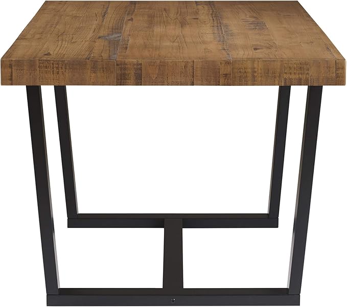 Walker Edison Durango Distressed Solid Wood Dining Table, 52 Inch, Rustic Oak