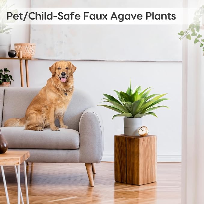 Velener Artificial Agave Plant Set,22 Inch, Faux Aesthetic Plants for Home Decor, Realistic UV Resistant Fake Agave Plants Without Pot, Set of 2