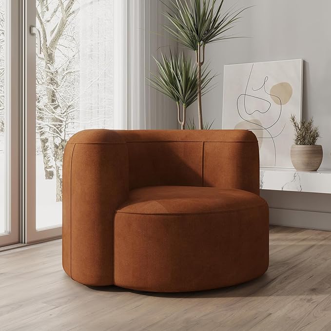 Acanva Luxury Modern Tight Curved Back Velvet Sofa, Minimalist Style Comfy Couch for Living Room Apartment Reception Space, Tangerine Single Chair Set of 2