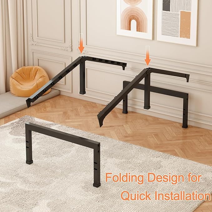 FUIOBYVV Twin Bed Frames, 14 Inch Heavy Duty Metal Platform Bed Frame Twin Size Support Up to 3500 lbs, No Box Spring Needed, No Shaking, Steel Slat Support, Noise Free, Easy Assembly