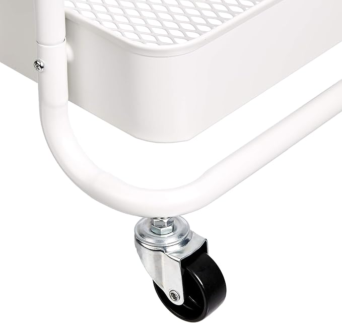 Amazon Basics 2-Tier Metal Kitchen/Utility Cart with Shelf, White