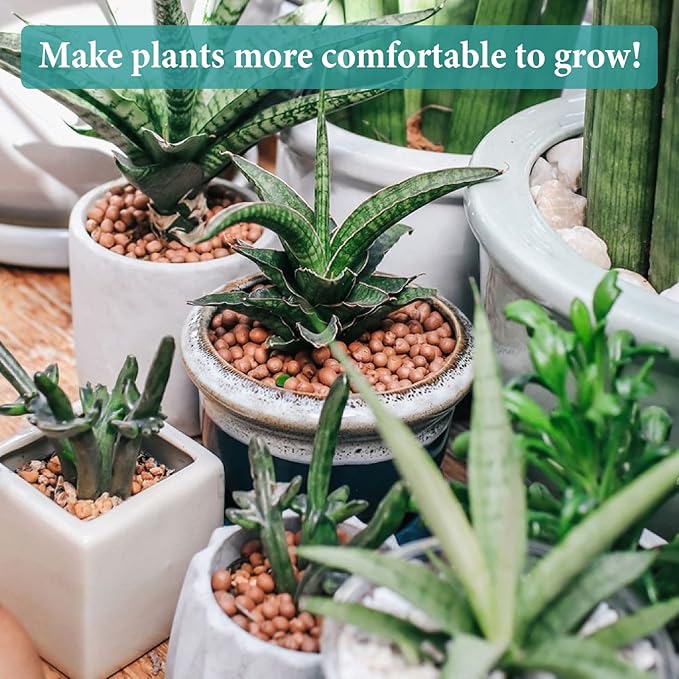 Legigo 15 LB Organic Leca Clay Pebbles for Plants, 4mm-16mm 100% Natural Leca Balls for Indoor Plants, Hydroton Clay Pebbles for Plants Hydroponic Aquaponics Growing Orchid Drainage Terrarium