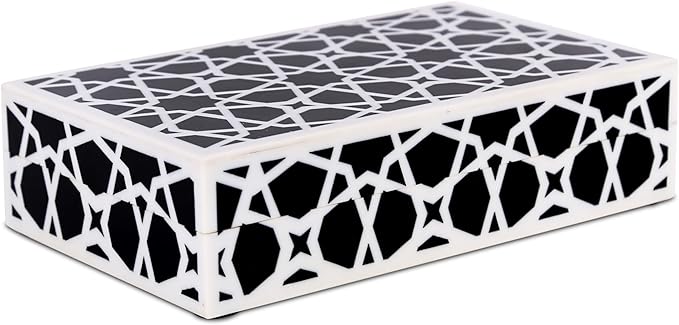 Handicrafts Home Handmade Zellij Collection Decorative Jewelry Box Organizer – Keepsakes, Trinkets, and Home Decor – Antique Coffee Table Storage, Wedding Memory Box, Farmhouse Style Decor, 8x5x2