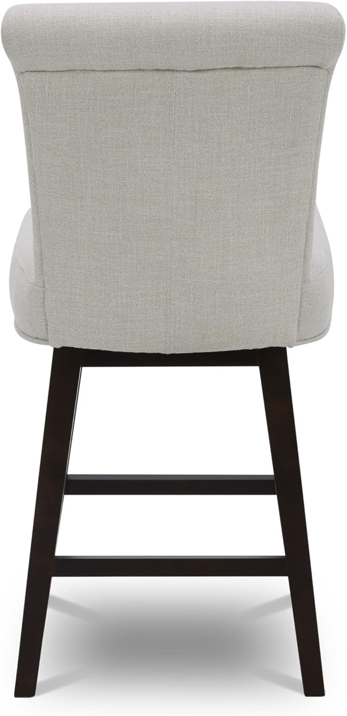 CHITA 26 Inch Counter Height Swivel Bar Stool, FSC Certified Modern Fabric Swivel Barstool Chair with Back, Linen