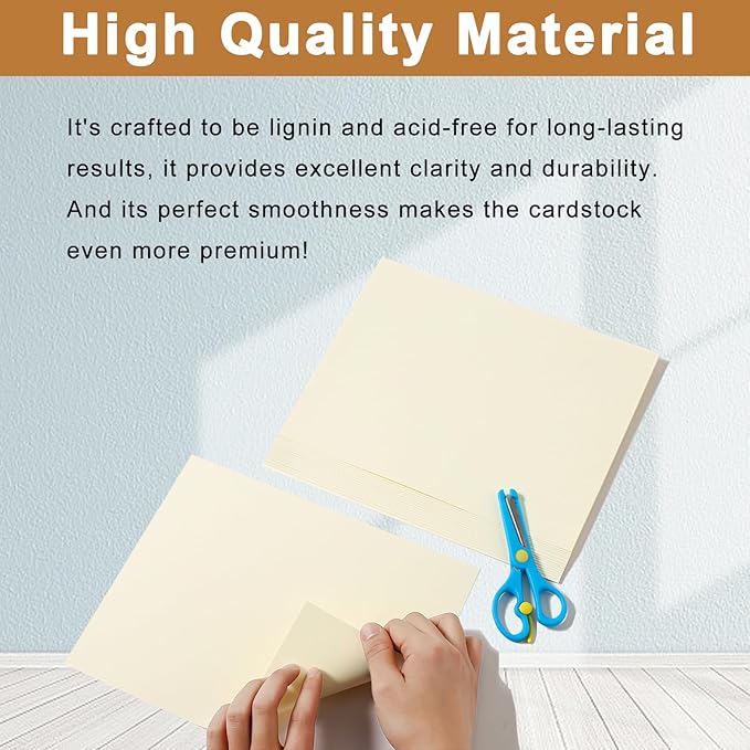 28 Sheets Cream Cardstock 8.5 x 11 Ivory Paper, 250gsm/92lb Off White Card Stock Printer Paper for DIY Cards, Business Cards, Invitations, Menus, Certificates, School Crafting