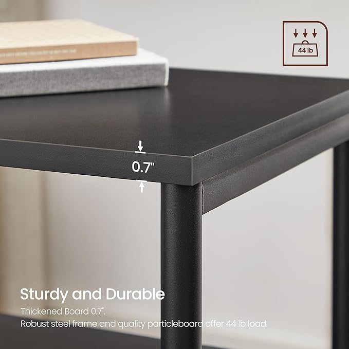 VASAGLE Side Table, Small End Table, Tall Nightstand for Living Room, Bedroom, Office, Bathroom, Classic Black ULET273B16