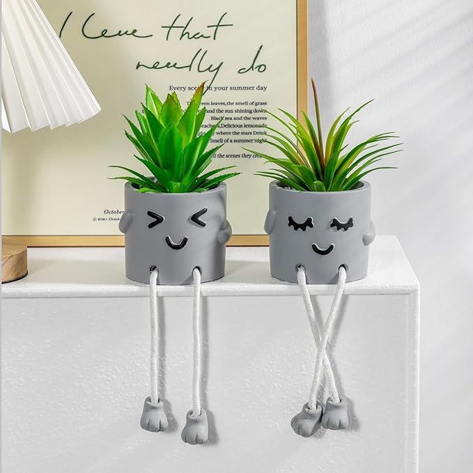 Lifelike Artificial Succulent Plants with Creative Pots, Realistic Faux Greenery for Home, Office, Bathroom, Bedroom, Kitchen, and Desk Decor, Long-Lasting Maintenance-Free Decor Home Office