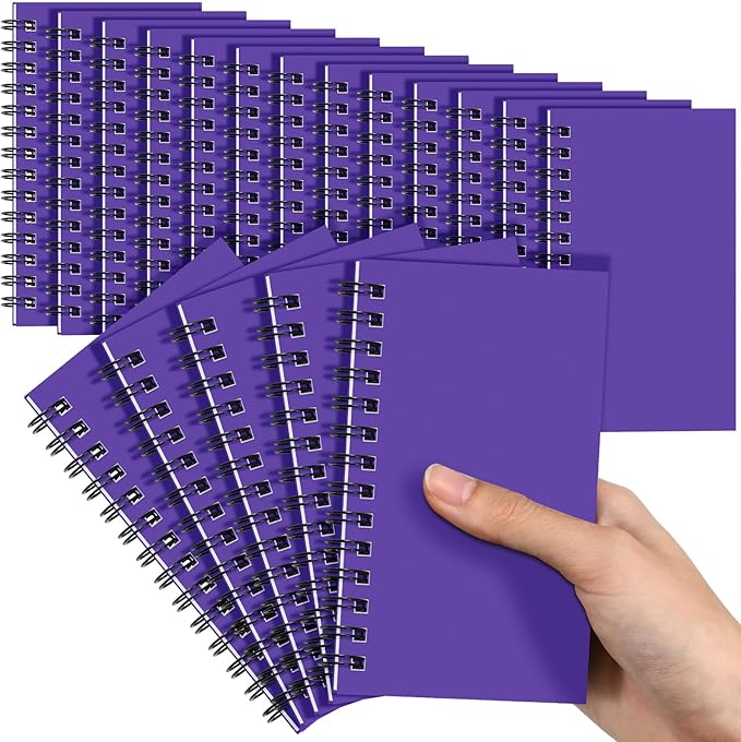 Jutom 18 Pcs Small Spiral Notebooks Memo Pads 3x5 Bulk Small Pocket Notebooks Mini Notepads with Lined Pages Mini Journals for Office Back to School Work Writing Supplies, 120 Pages (Dark Purple)