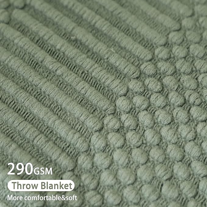 Blagic Knitted Throw Blanket for Couch, Bed and Sofa. Super Soft Blanket with Tassels, Sage Green Throw Blanket, 60 x 80 Inches Lightweight & Cosy Home Decor